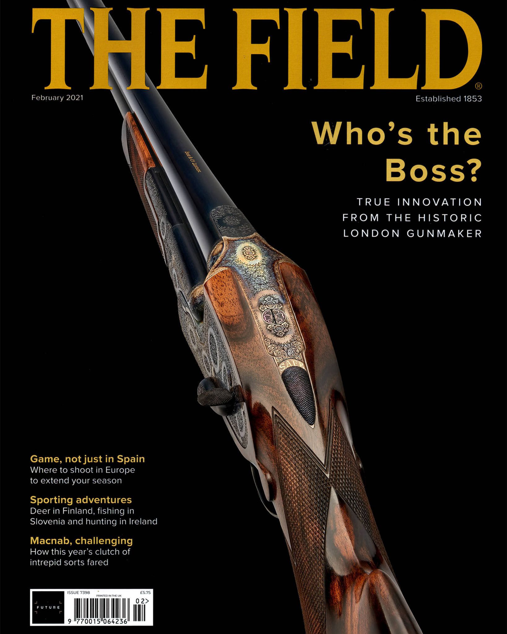 The Field front cover featuring a Boss & Co 1812 edition sidelever by Matthew Brown Photography